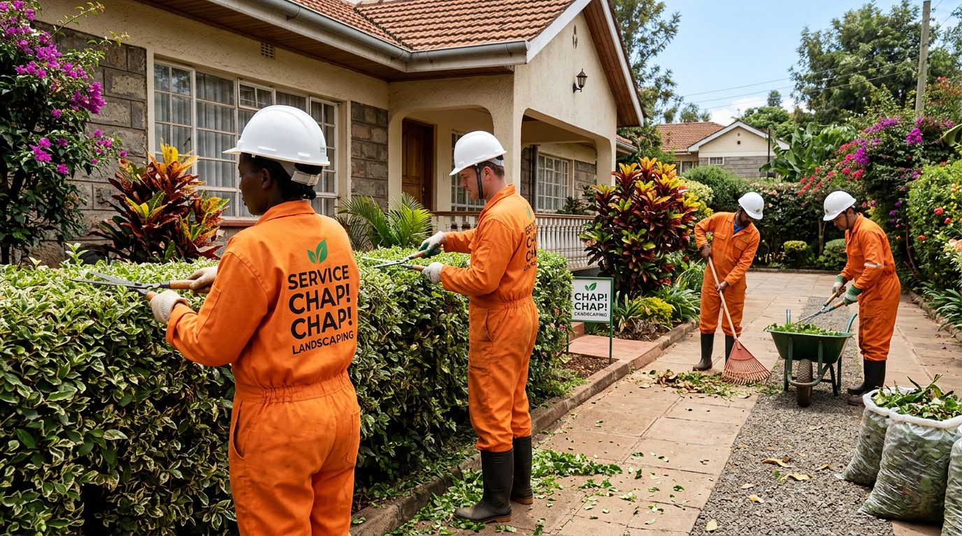 Service Chap Chap team, people of different backgrounds working together on landscaping